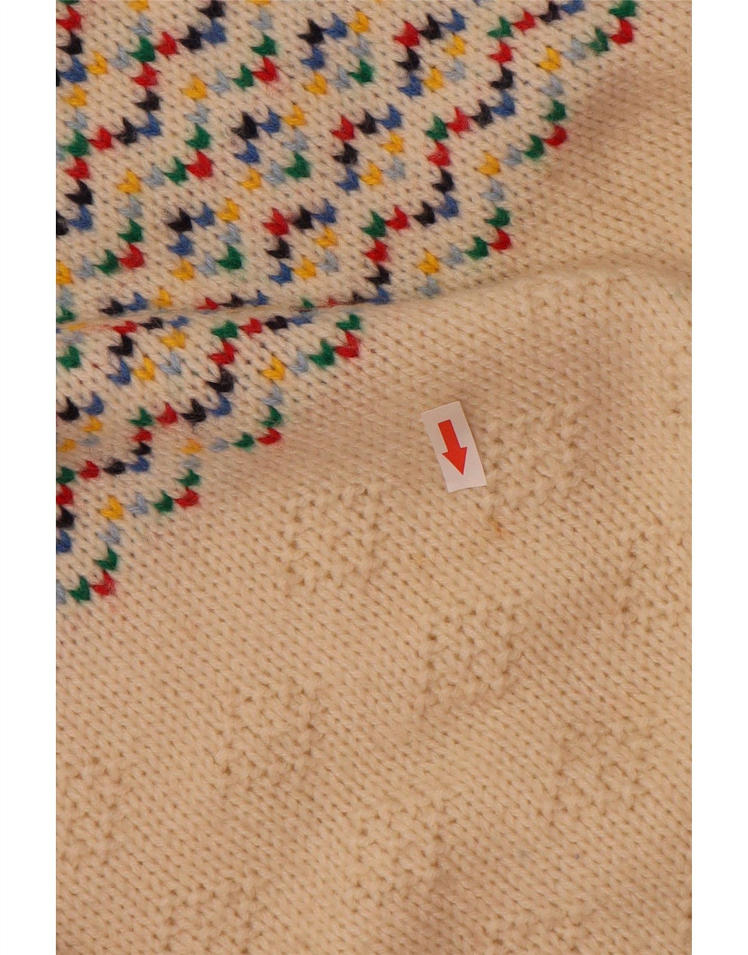 Suéter masculino vintage com gola redonda, médio off white Fair Isle