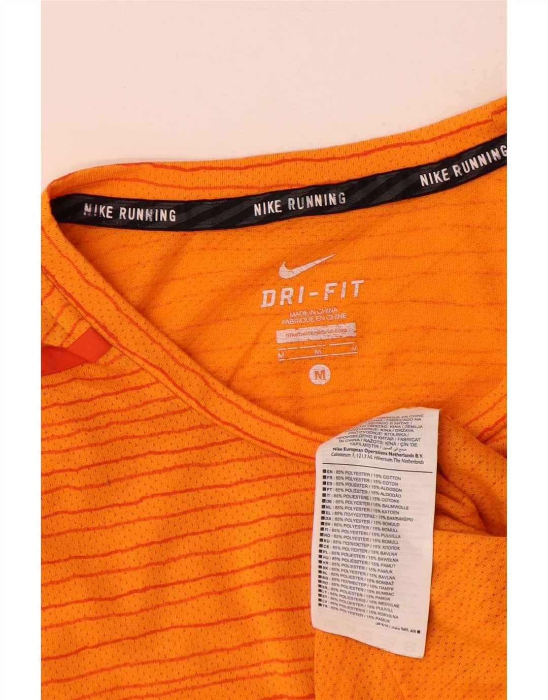 Camiseta masculina Nike Dri Fit Top médio laranja risca de giz poliéster