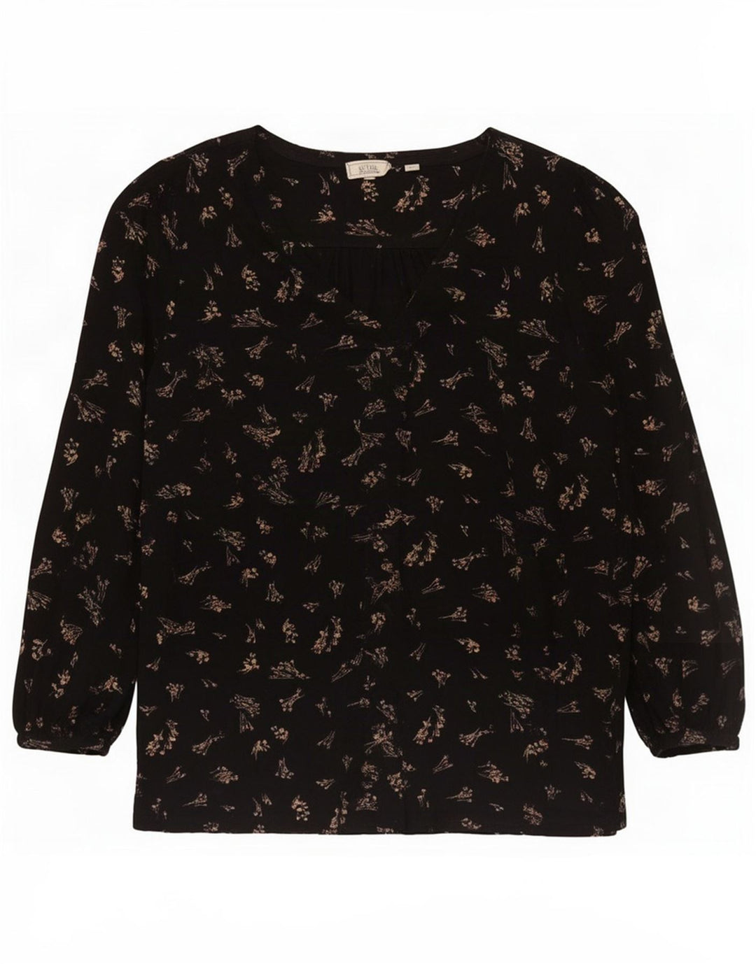 Top túnica feminina Fat Face grande Reino Unido 14 viscose floral preta média