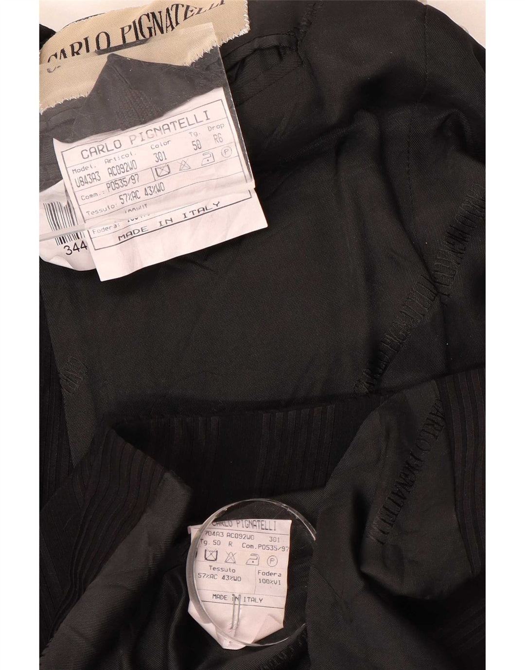 Carlo Pignatelli Conjunto masculino de 6 botões e 2 peças IT 50 listrado preto grande