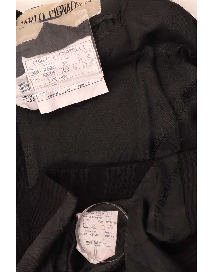Carlo Pignatelli Conjunto masculino de 6 botões e 2 peças IT 50 listrado preto grande