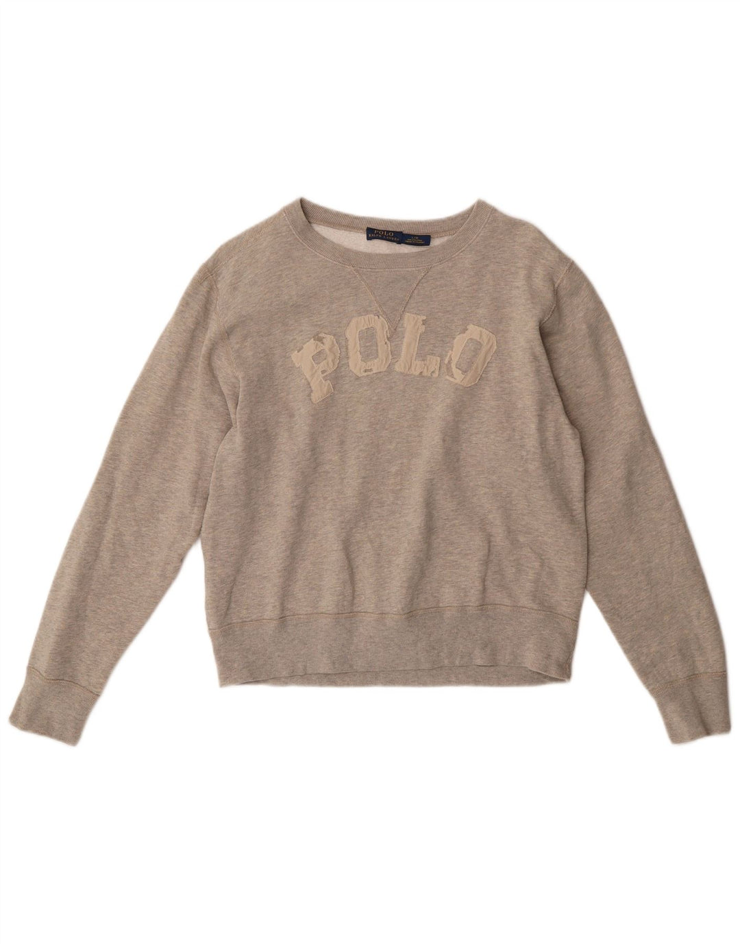 Suéter gráfico feminino POLO RALPH LAUREN Reino Unido 16 grande algodão cinza