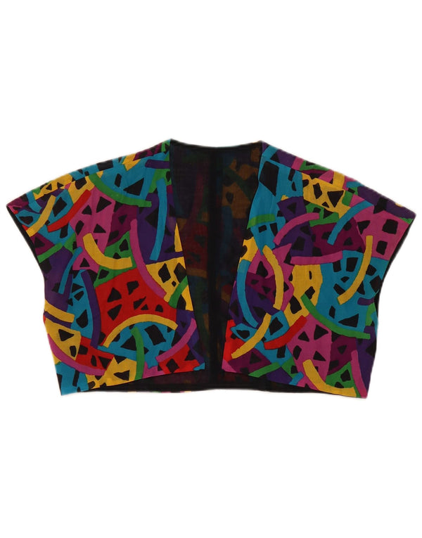 Bolero feminino VINTAGE UK 12 médio multicolorido geométrico