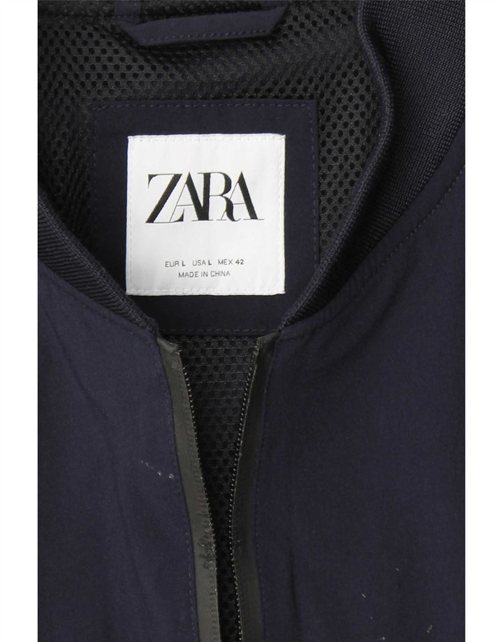 Jaqueta bomber masculina Zara UK 40 grande azul marinho