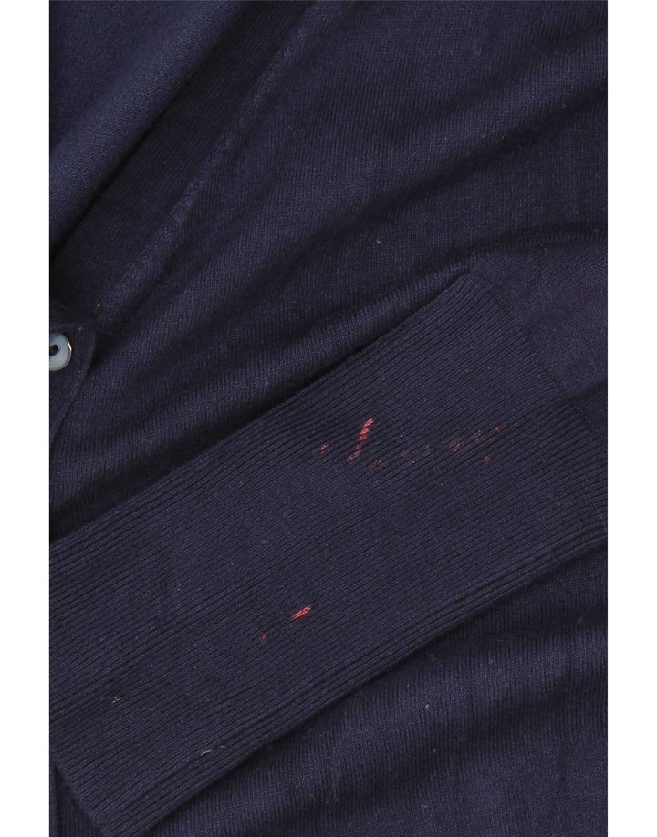 Suéter cardigã feminino Zara Reino Unido 16 grande rayon azul marinho
