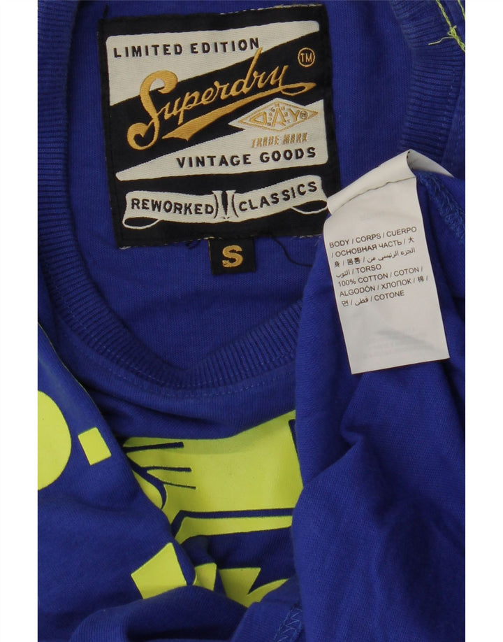 Superdry camiseta masculina gráfica top pequeno azul algodão