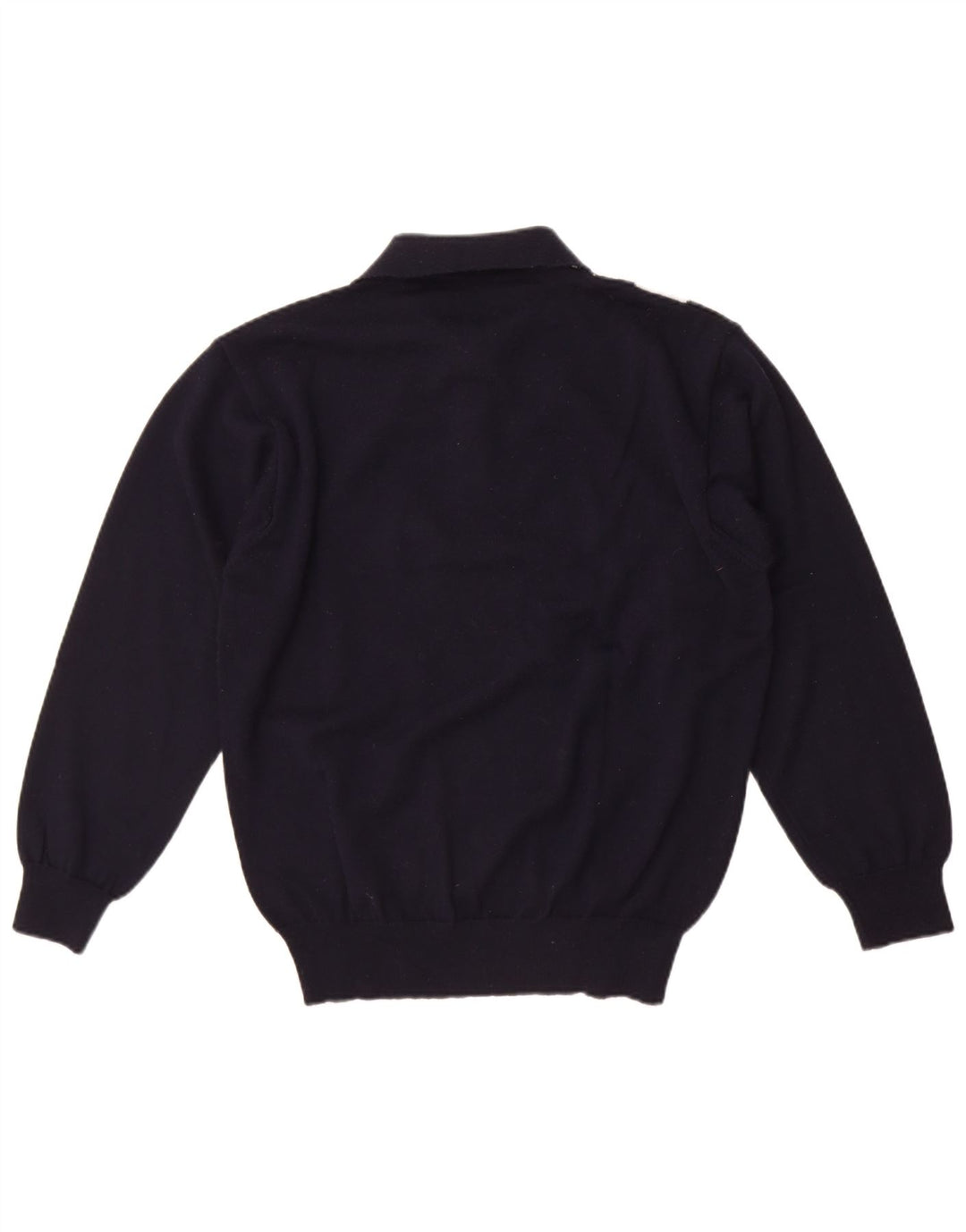 Suéter vintage masculino com gola polo médio azul marinho Argyle/Diamante