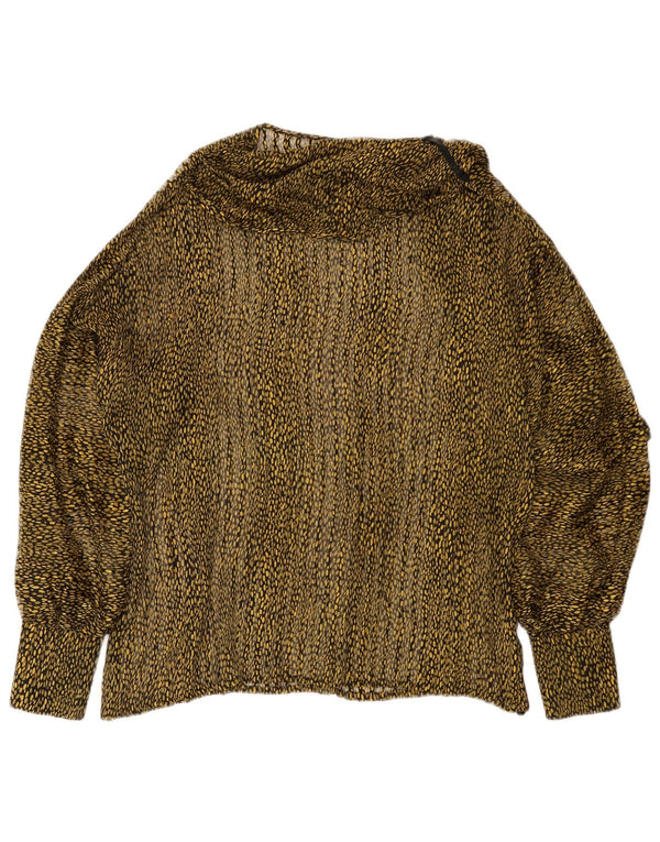 Blusa feminina vintage de manga comprida UK 16 grande estampa animal verde