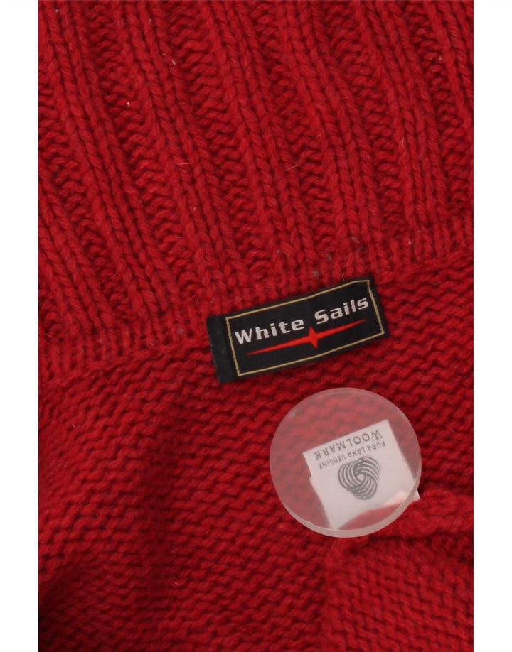 Suéter cardigã masculino White Sails grande lã virgem vermelha
