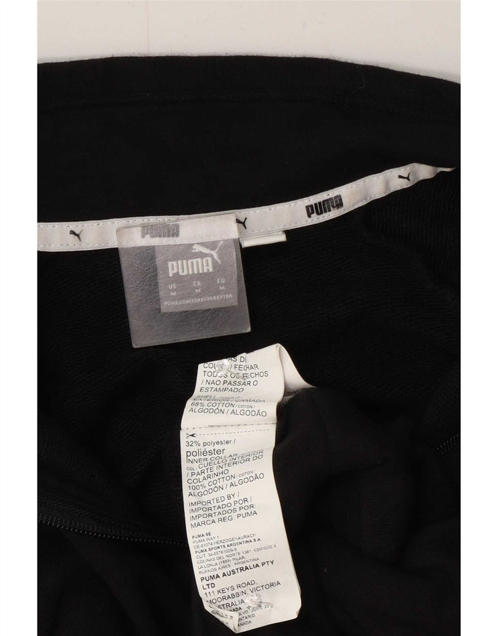 Suéter Puma Feminino Crop Graphic Zip Neck Suéter UK 14 Médio Preto
