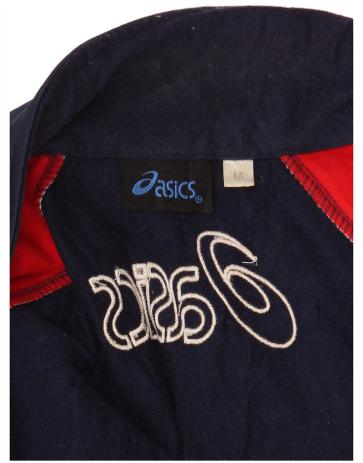 ASICS Mens Graphic Tracksuit Top Jaqueta Médio Azul Marinho Colorblock