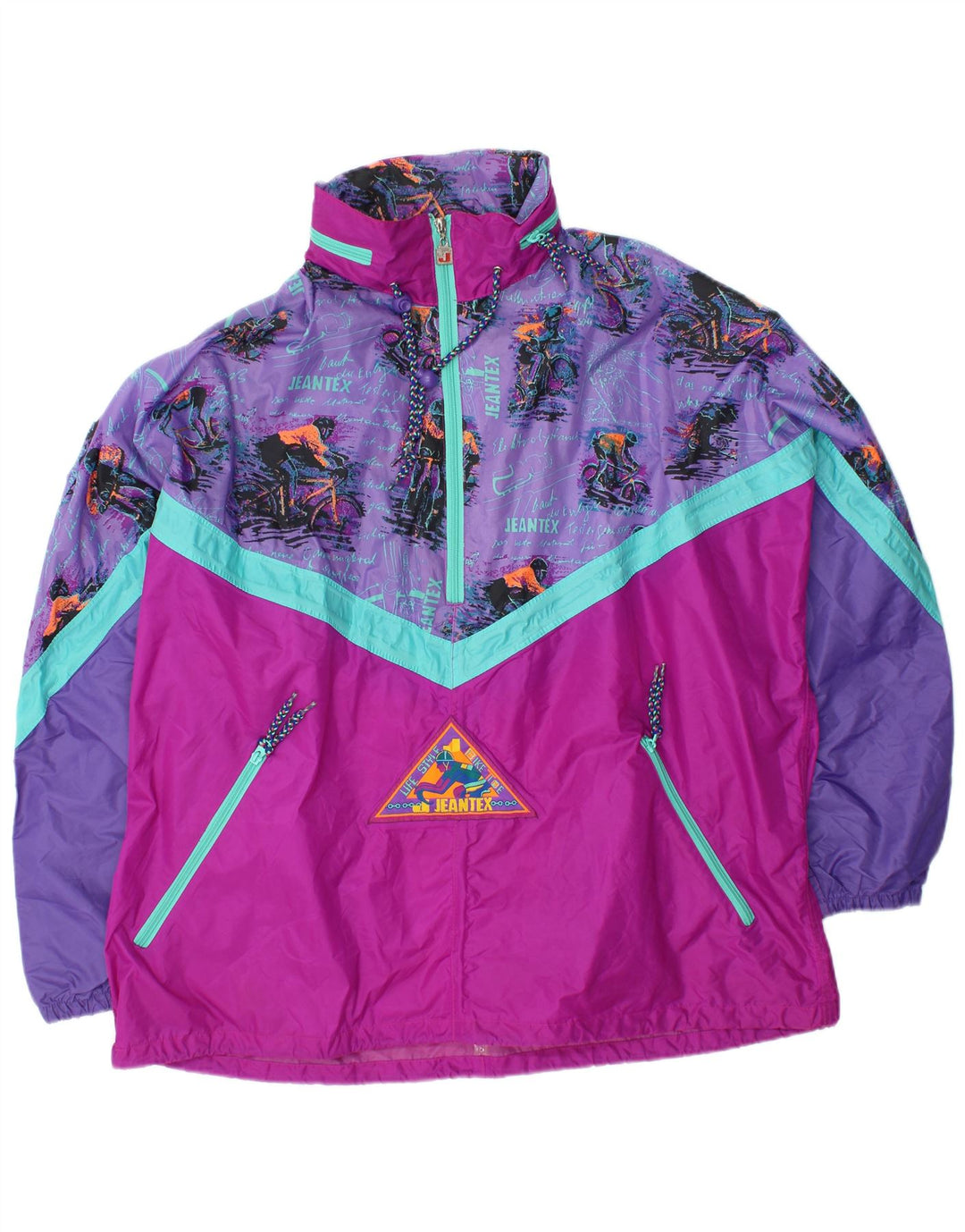 Jaqueta de chuva masculina J JEANTEX com capuz e pulôver UK 44/46 2XL roxo Colourblock