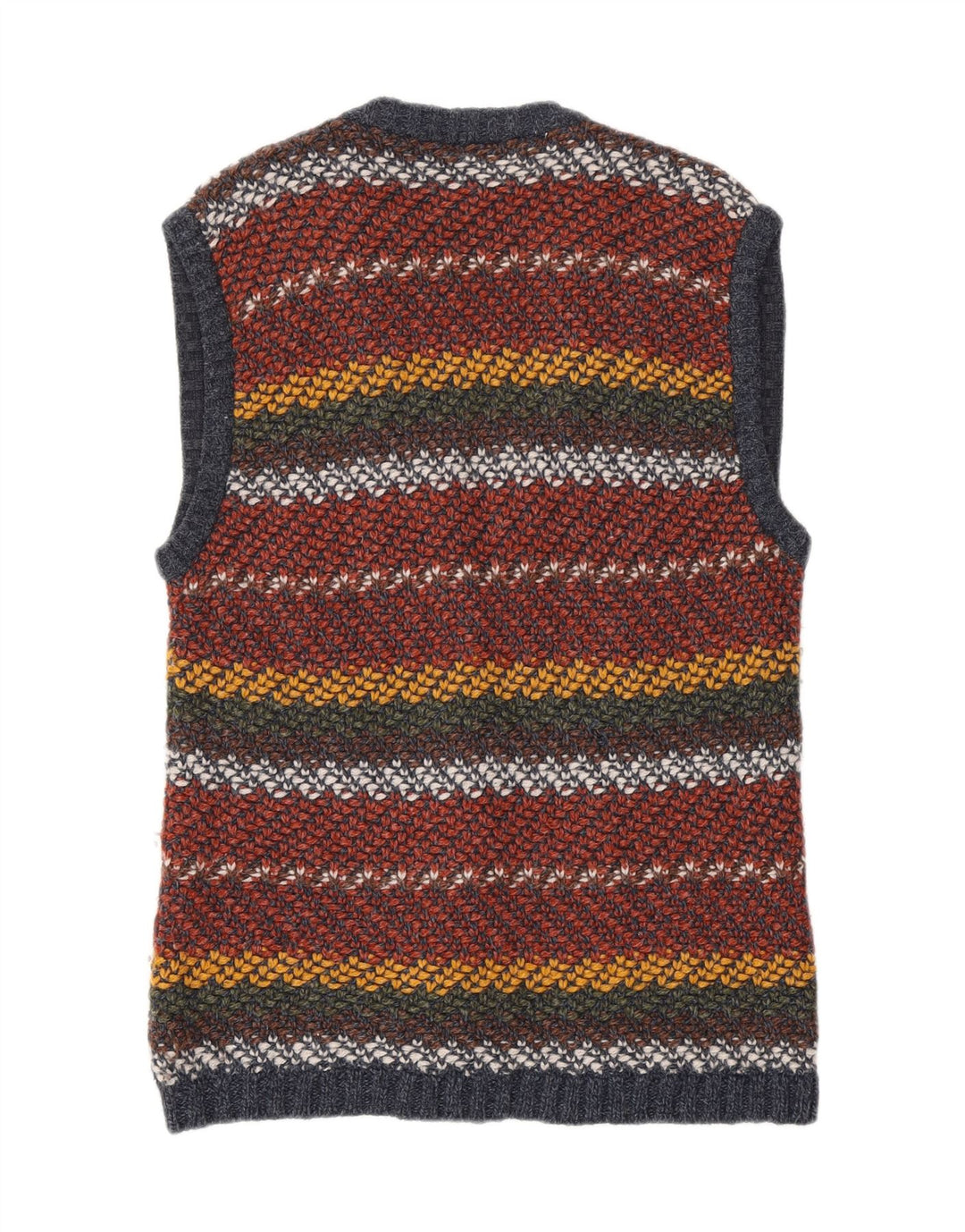 Suéter cardigã feminino vintage UK 14 médio listrado multicolorido