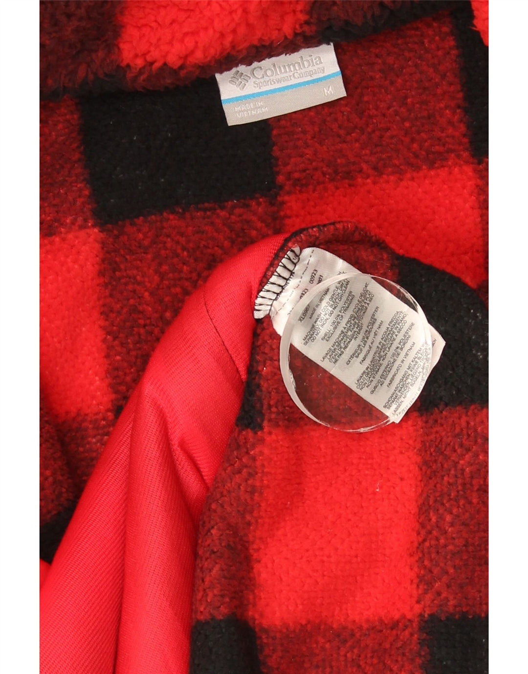 Jaqueta de lã feminina Columbia UK 14 poliéster vermelho guingão médio