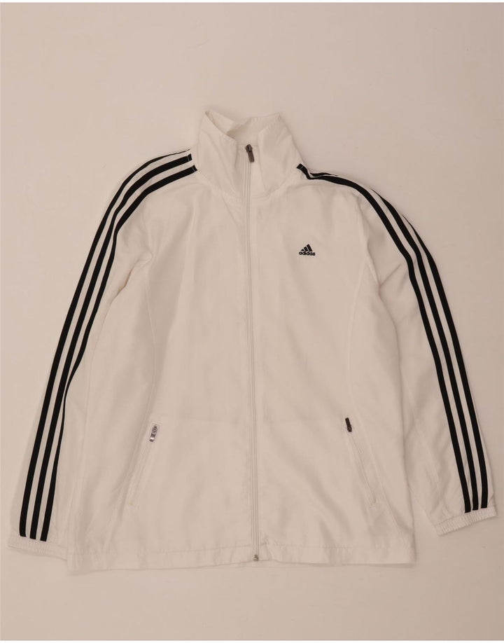 Adidas Womens Climalite Tracksuit Top Jacket UK 16 Grande Branco Poliéster