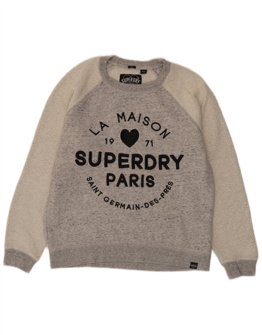 Suéter gráfico feminino Superdry UK 10 pequeno bloco cinza colorido