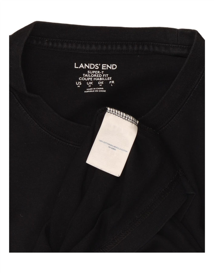 LANDS END Camiseta masculina sob medida de algodão preto médio