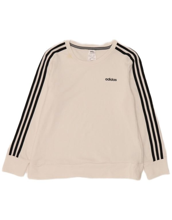 Adidas Womens Climalite Sweatshirt Jumper UK 12/14 Médio Branco Poliéster