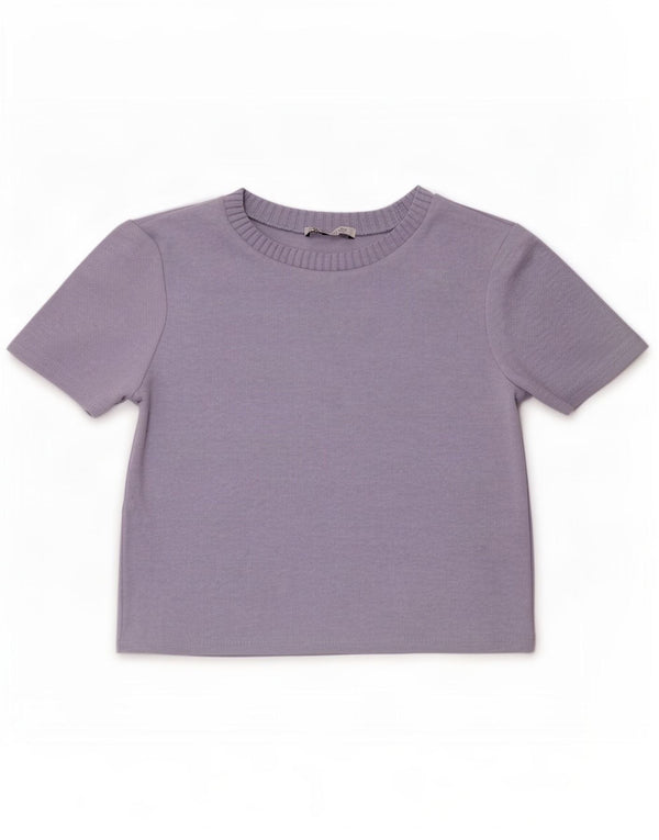 Zara Womens Crop T-Shirt Top UK 8 Pequeno Roxo Poliéster