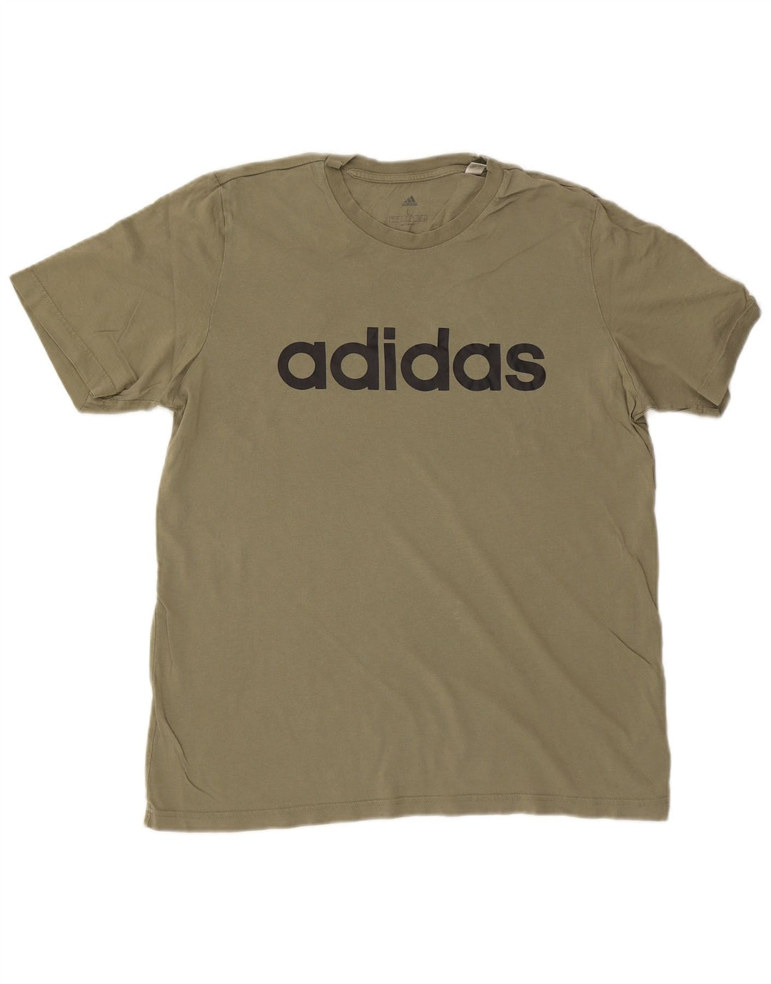 ADIDAS Mens Graphic T-Shirt Top Grande Algodão Cáqui