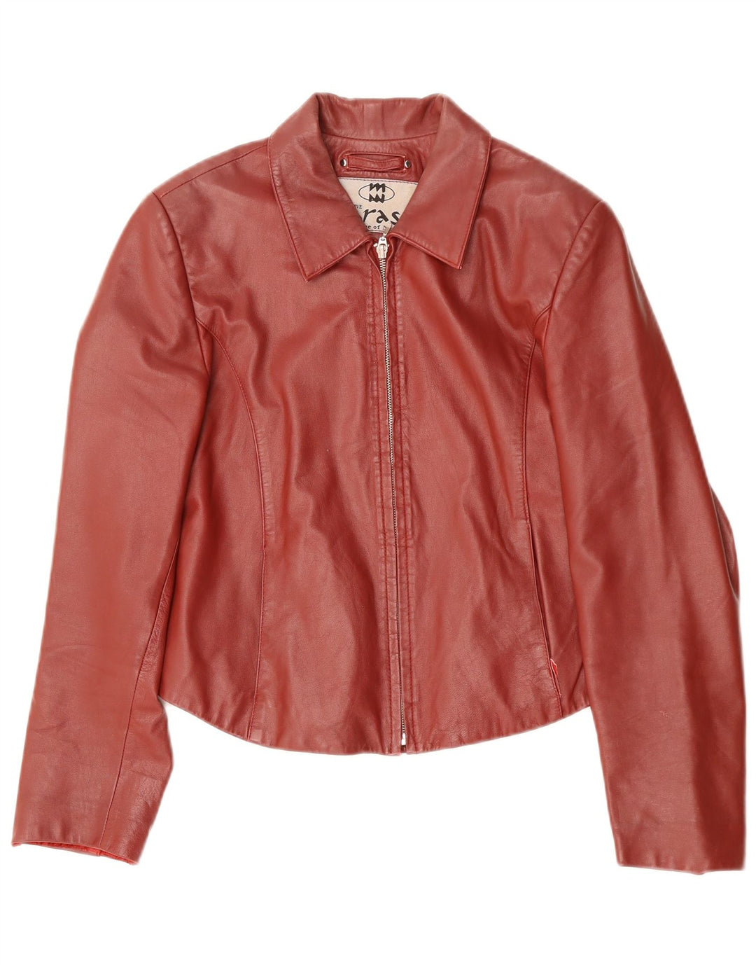 Jaqueta de couro feminina vintage Reino Unido 14 grande couro vermelho