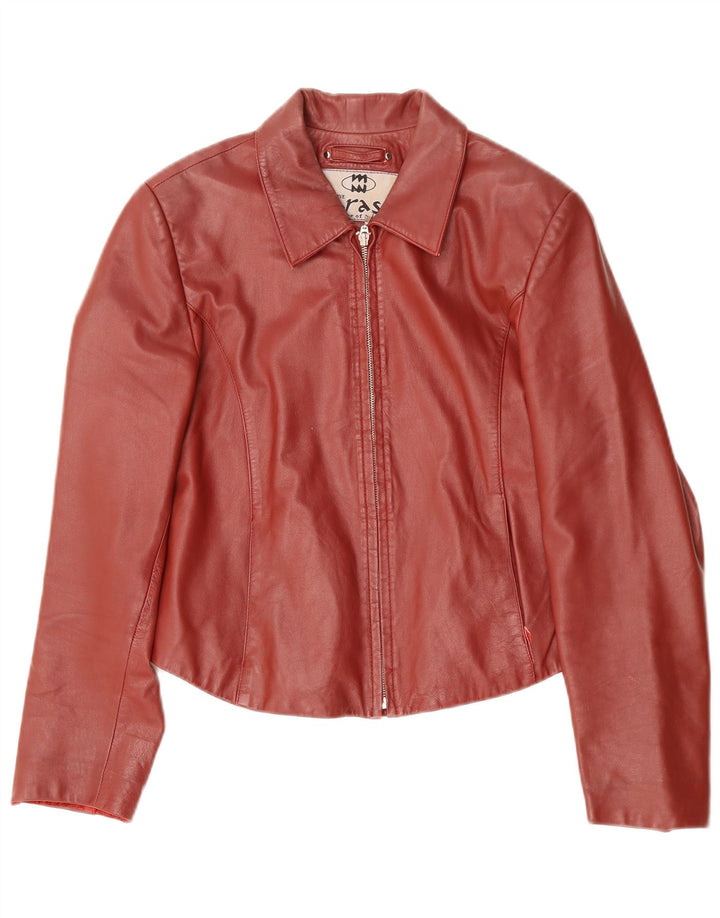 Jaqueta de couro feminina vintage Reino Unido 14 grande couro vermelho