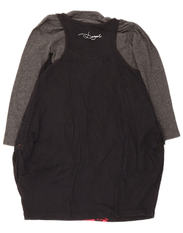 Desigual Vestido Bolha Gráfico Manga Comprida Meninas 7-8 Anos Coração Preto