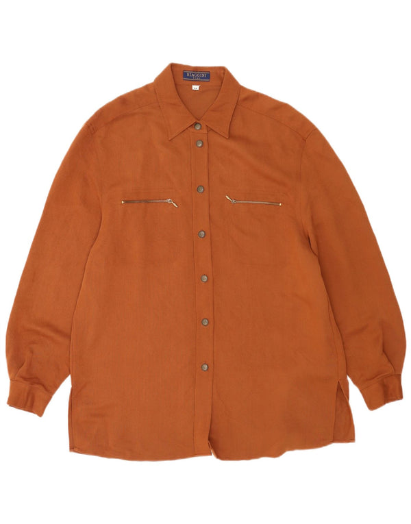 Camisa feminina Biaggini Reino Unido 14 viscose marrom médio