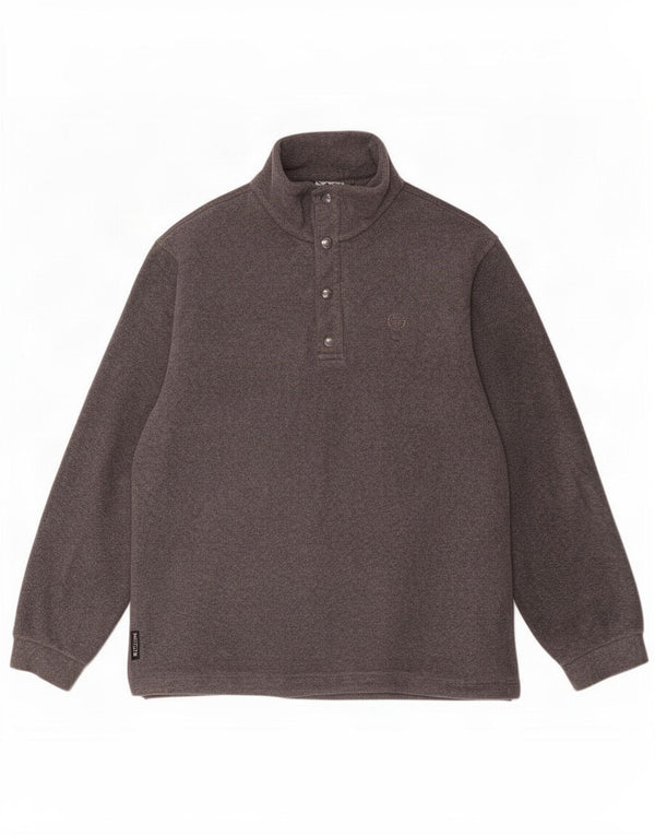 Sergio Tacchini Suéter masculino de lã com botão e gola XL cinza