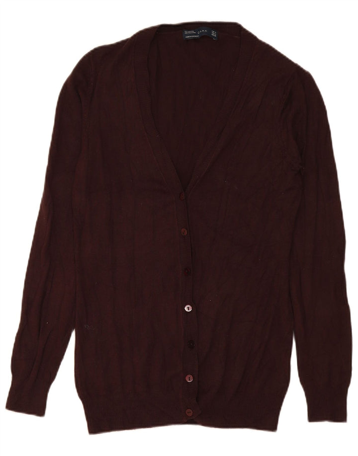 Suéter cardigã feminino Zara Reino Unido 12 viscose marrom médio