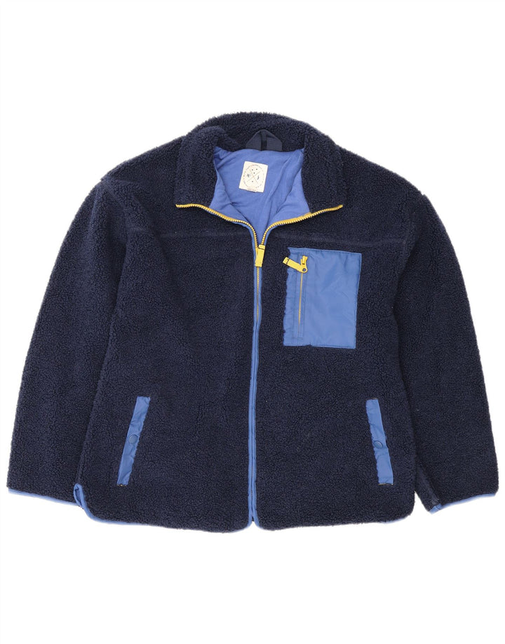 Jaqueta de lã feminina White Stuff UK 12 poliéster azul marinho médio