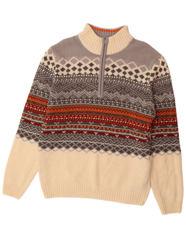 Suéter masculino ATLAS FOR MEN com zíper e gola XL Off White Fair Isle Acrílico