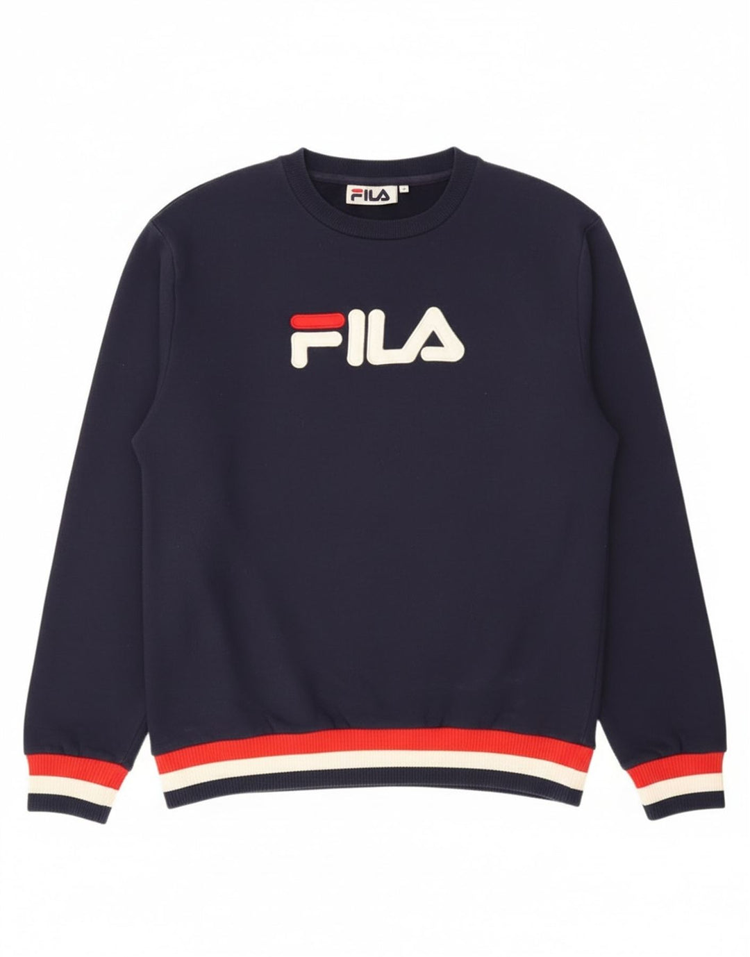 Fila moletom gráfico masculino jumper médio azul marinho algodão