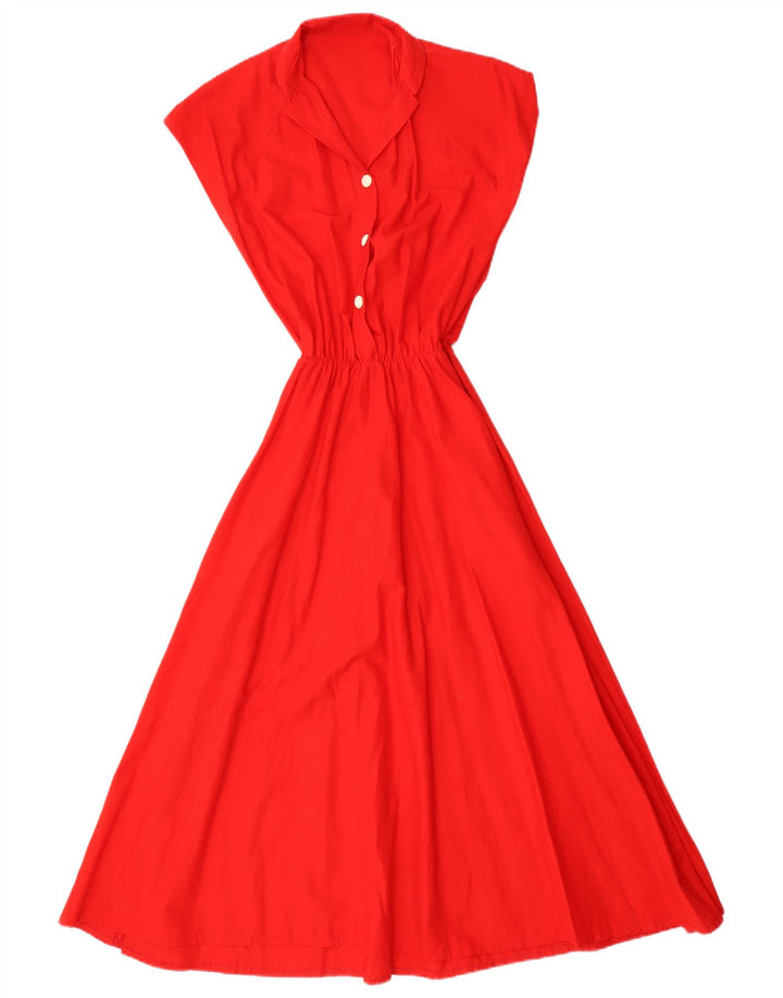 Vestido maxi feminino vintage UK 8 pequeno vermelho