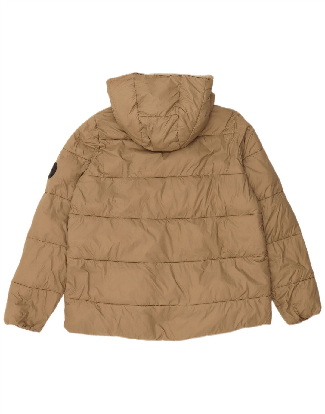 Jaqueta acolchoada com capuz masculina Zara UK 36 pequena bege