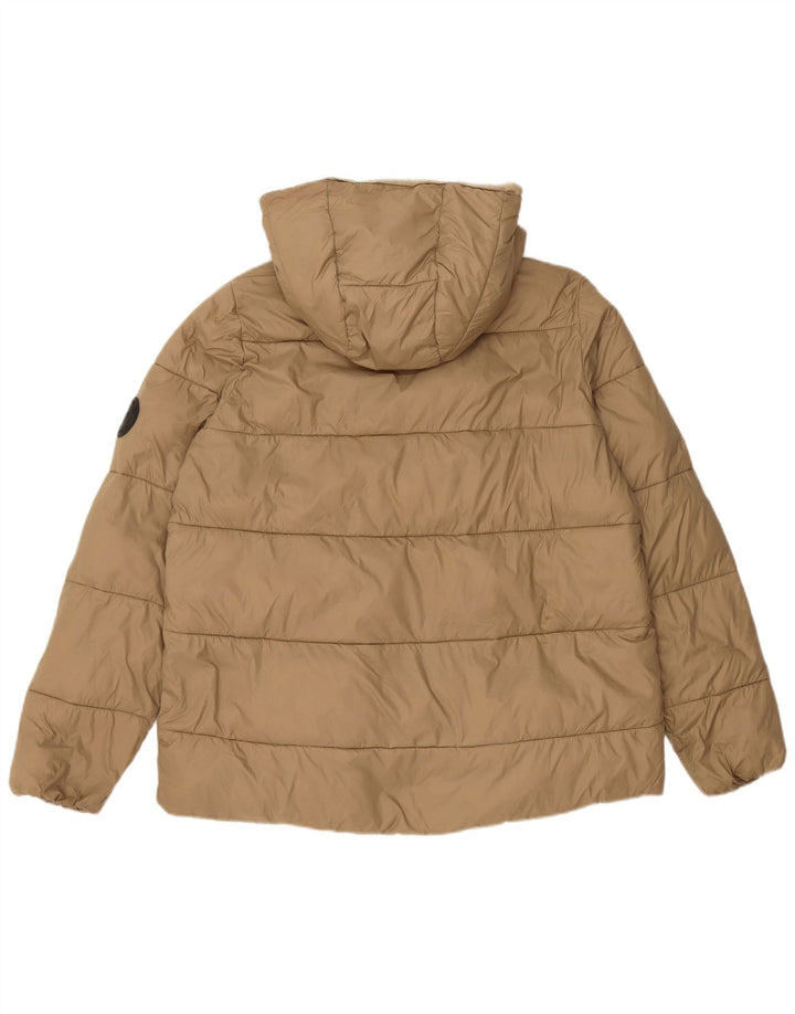 Jaqueta acolchoada com capuz masculina Zara UK 36 pequena bege