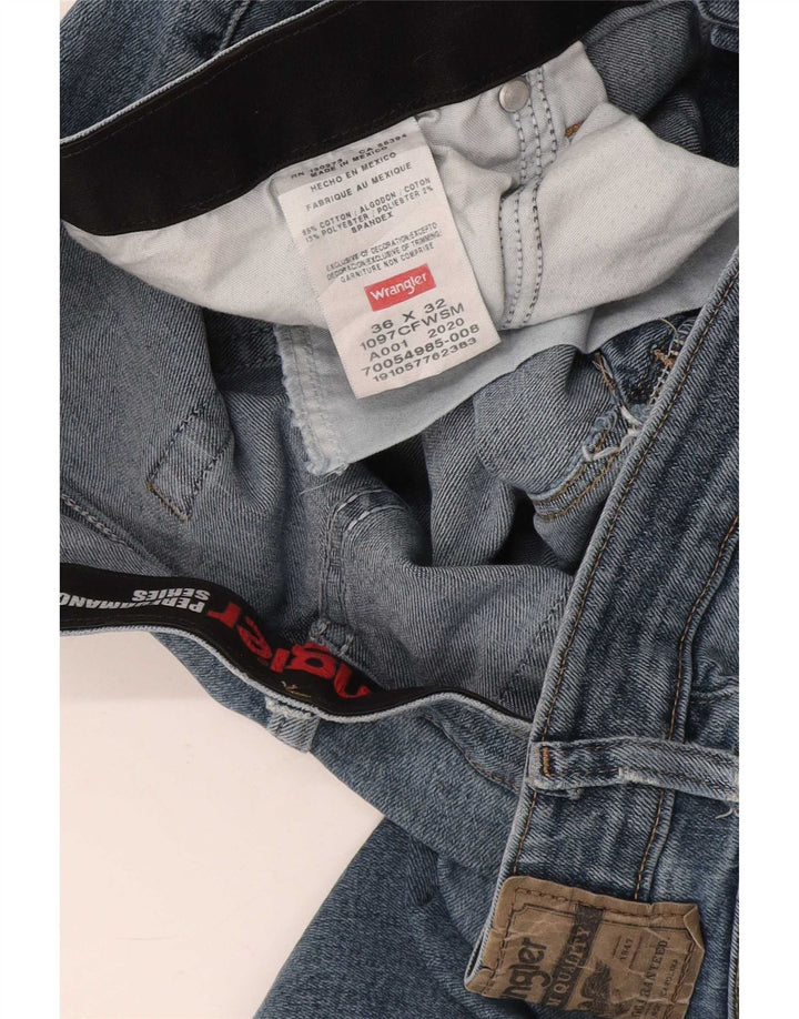 Wrangler Mens Straight Jeans W36 L32 Azul Algodão