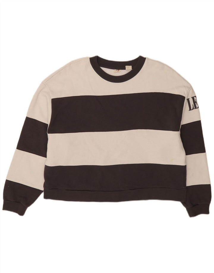 Levi's Womens Oversized Crop Moletom Jumper Reino Unido 14 Médio Preto Listrado