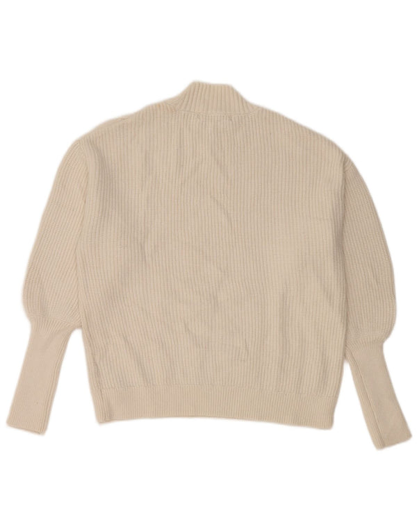 Suéter feminino Marks & Spencer com gola tartaruga Reino Unido 14 médio branco