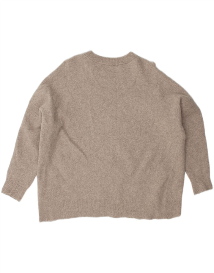 Zara Suéter feminino oversized com gola redonda Reino Unido 12 lã bege médio