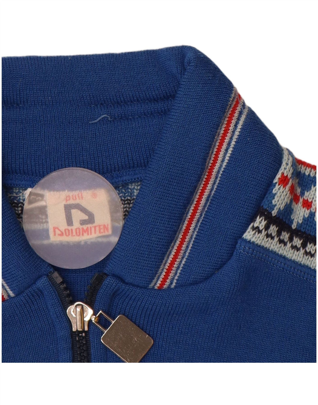 Suéter cardigã masculino Dolomiten IT 50 lã geométrica azul médio