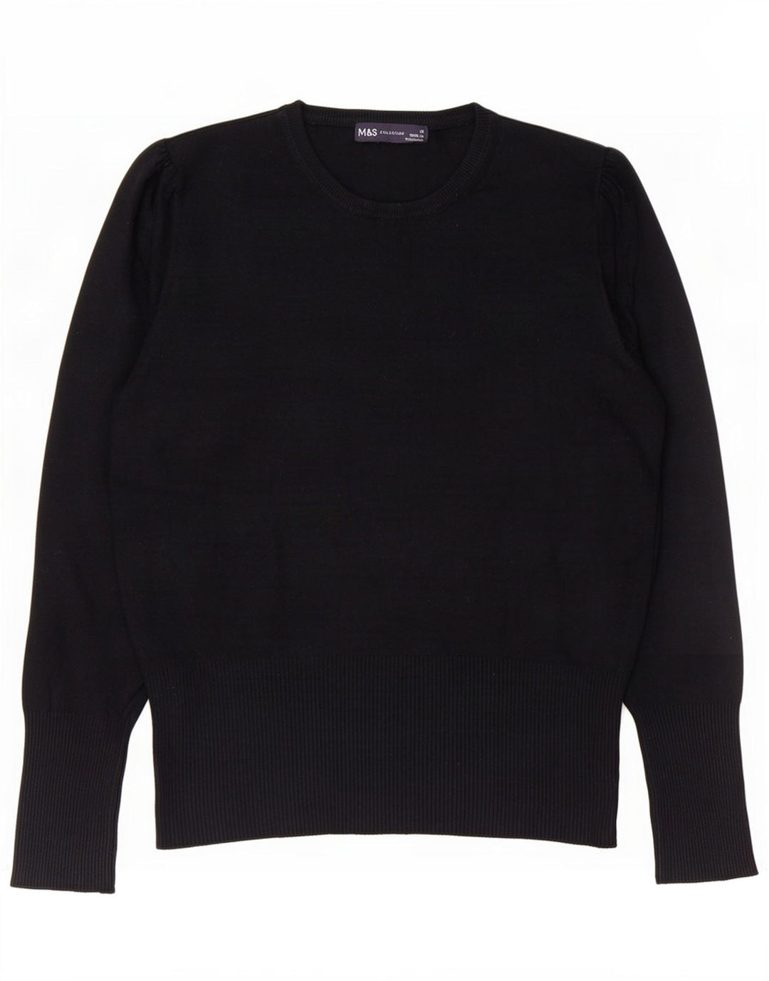 Suéter feminino Marks & Spencer com gola redonda Reino Unido 12 médio preto