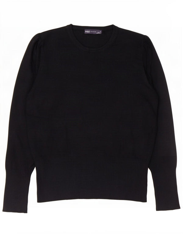 Suéter feminino Marks & Spencer com gola redonda Reino Unido 12 médio preto