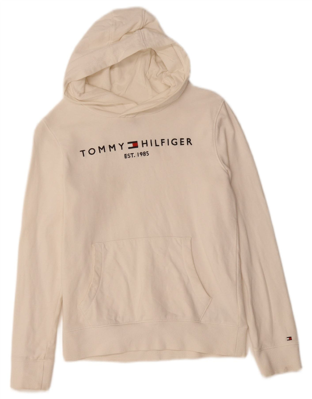 Suéter com capuz gráfico TOMMY HILFIGER para meninas 11-12 anos algodão branco