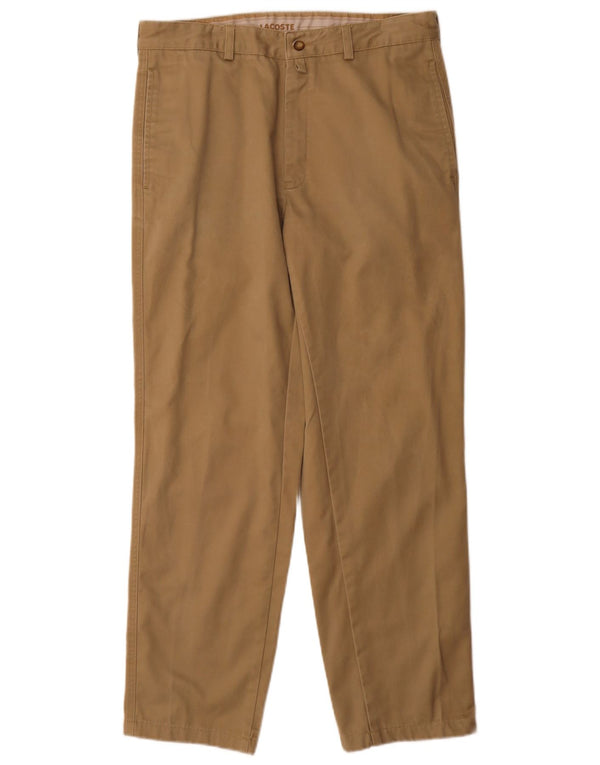Lacoste Mens Straight Chino Calças Tamanho 40 Médio W32 L30 Bege