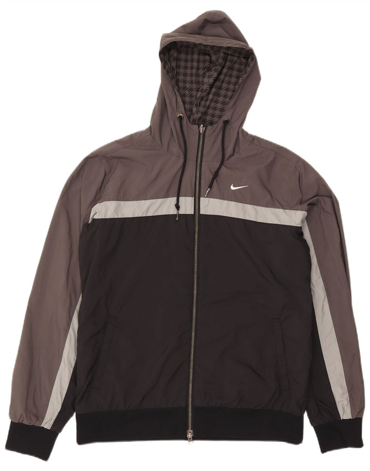Jaqueta masculina Nike reversível com capuz UK 38/40 cinza médio Houndstooth