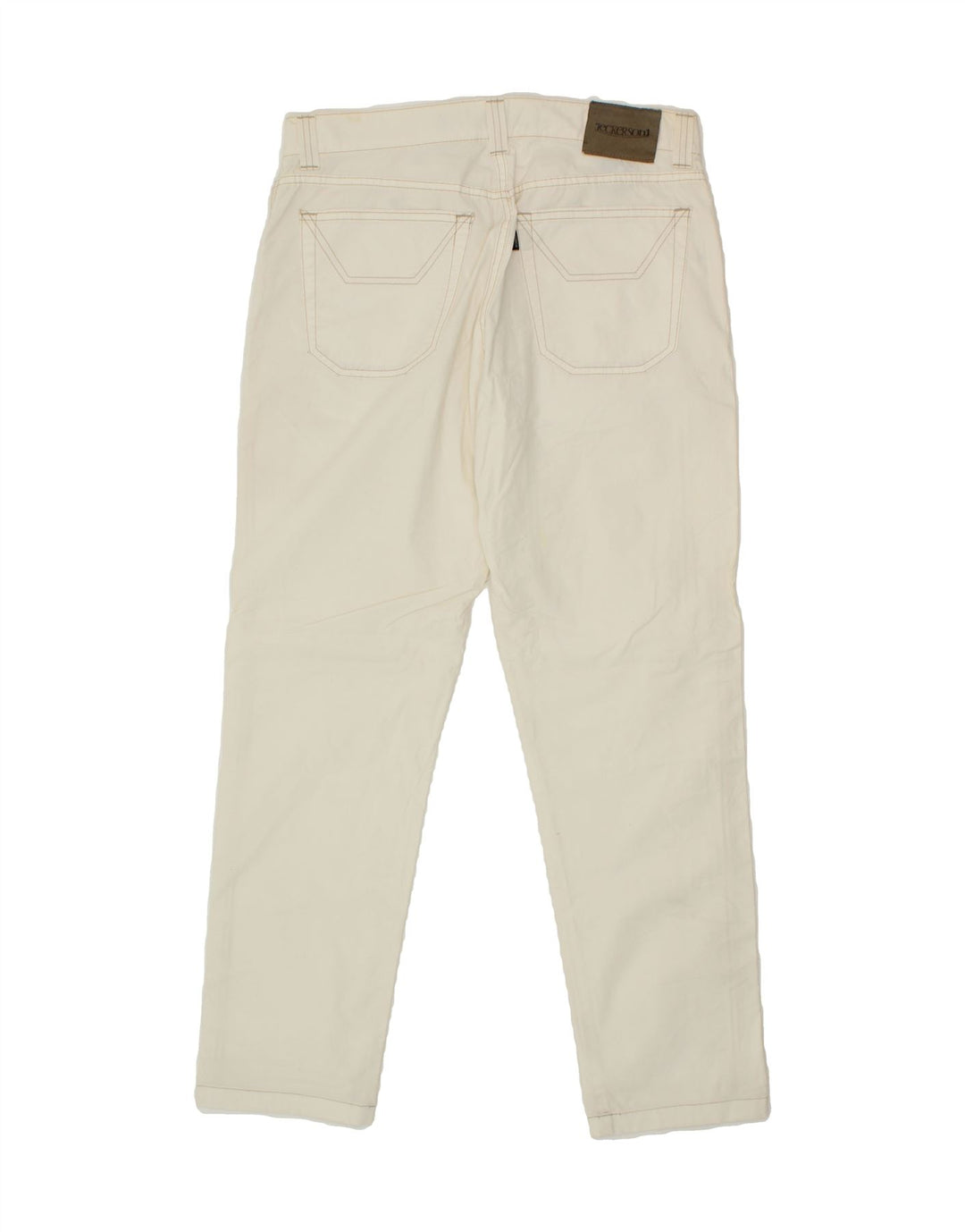 JECKERSON Mens Slim Casual Trousers W33 L28 White Cotton Vintage Jeckerson and Second-Hand Jeckerson from Messina Hembry 