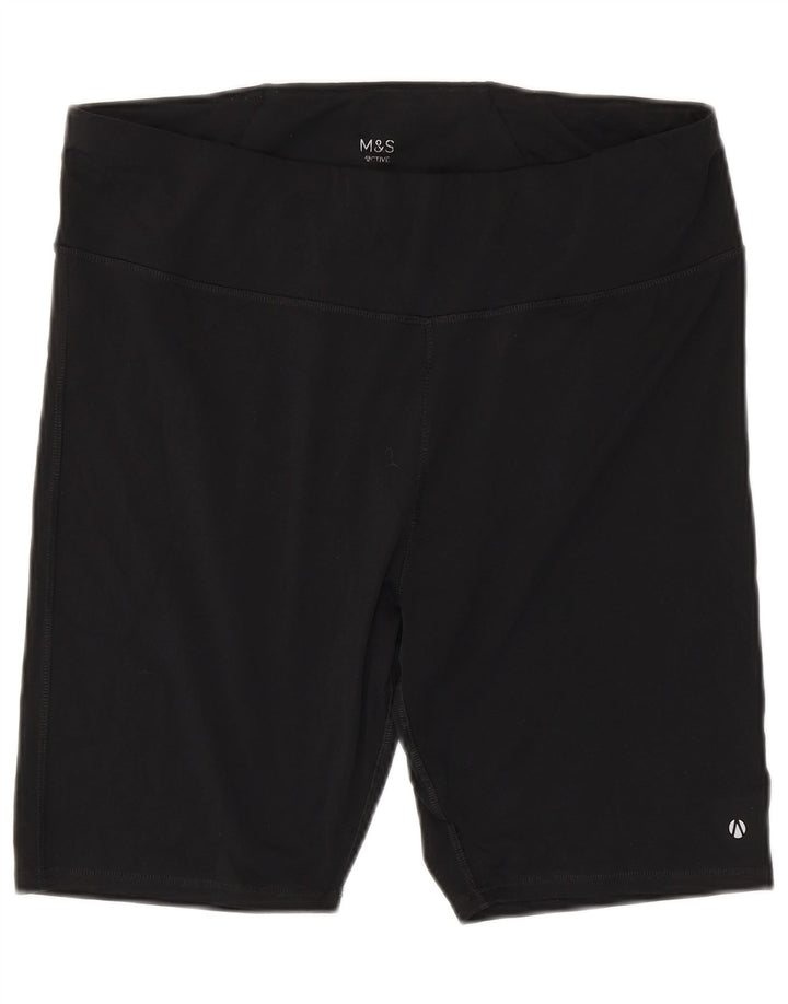 Shorts esportivos femininos Marks & Spencer UK 18 XL preto poliéster