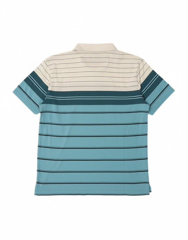 Camisa polo masculina PENGUIN de algodão listrado azul médio