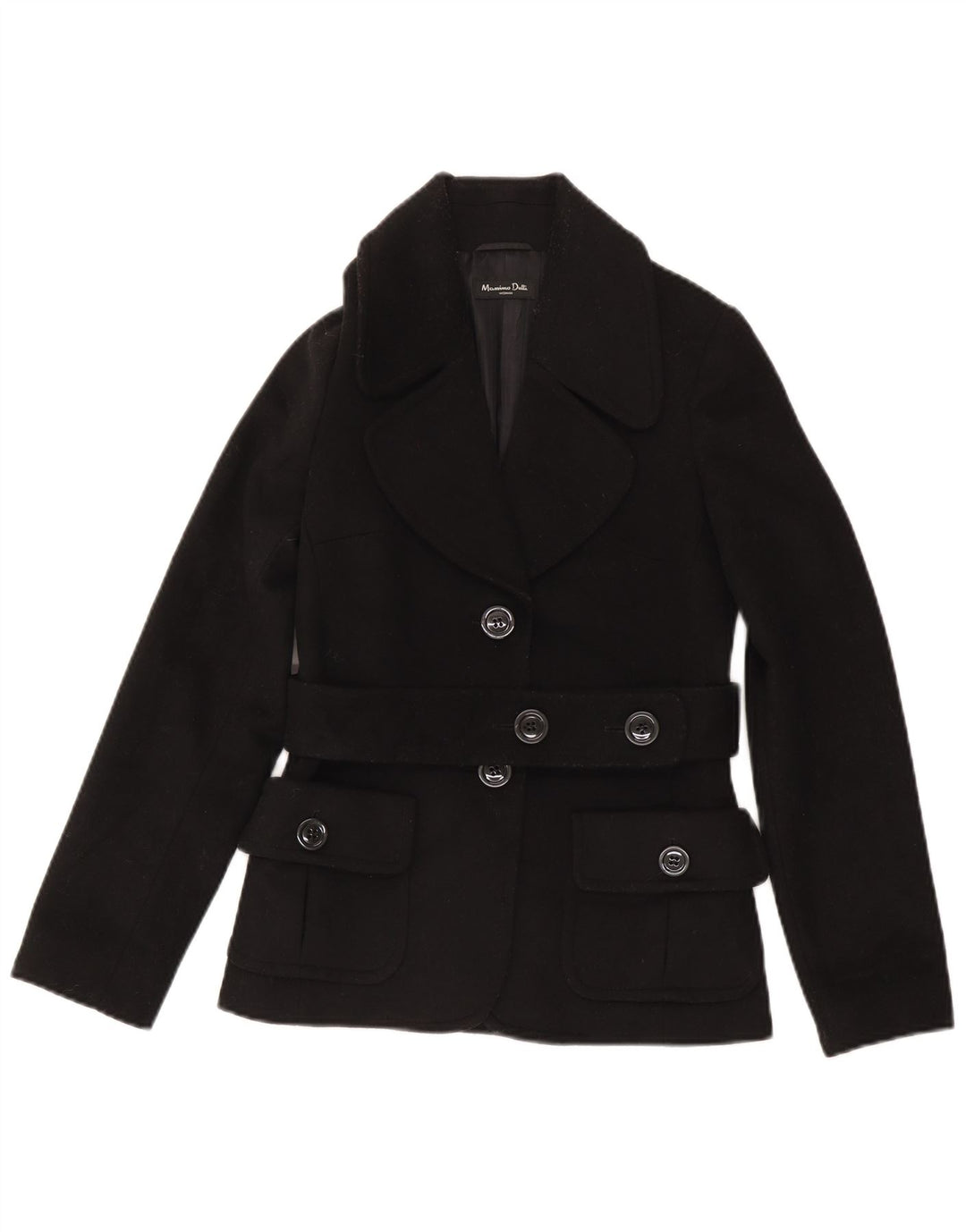 Jaqueta blazer feminina Massimo Dutti com 2 botões EU 36 XS lã preta